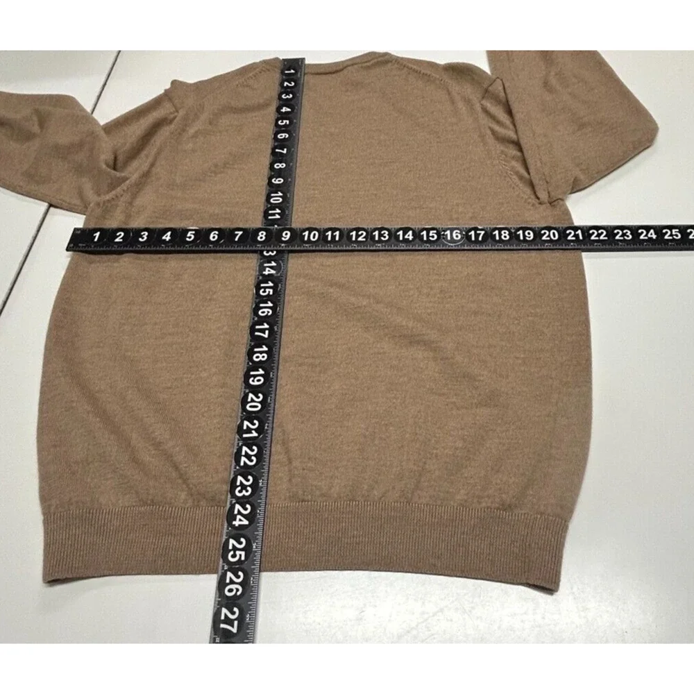 Hart Schaffner Marx Sweater Mens Large Tan Extra‎ Fine Merino Wool Long Sleeve